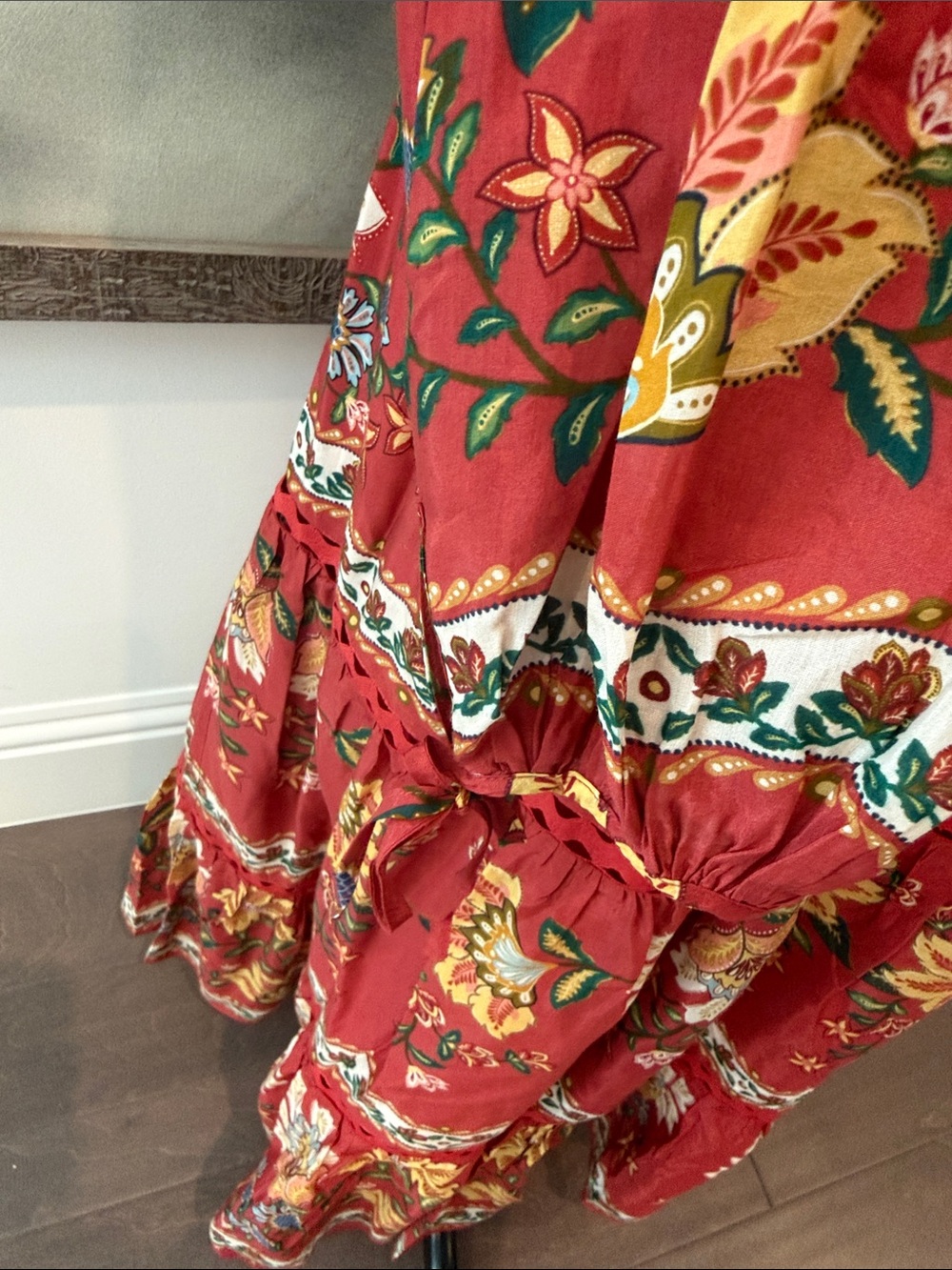 FARM Rio Red Floral Embroidered Maxi Dress with Yellow Accents - Picture 9 of 9